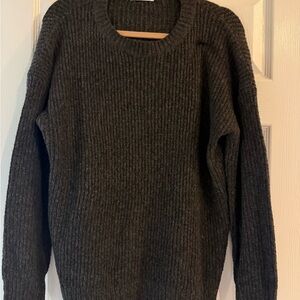 Pink Clover Charcoal Ribbed Crewneck Sweater